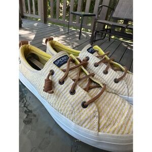 Sperry Top-Sider Women's Size‎ 10 STS87603 Yellow Striped Boat Shoes Sneakers